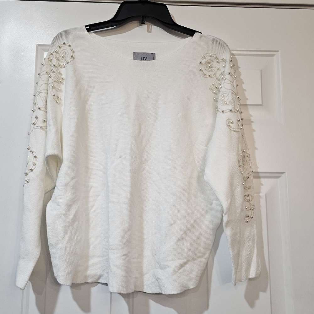 Liv Milano Sweater  With Pearl Old Money Style Size Large